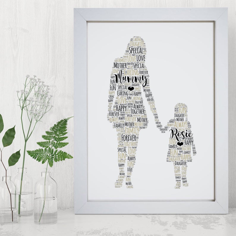 mother and daughter word print