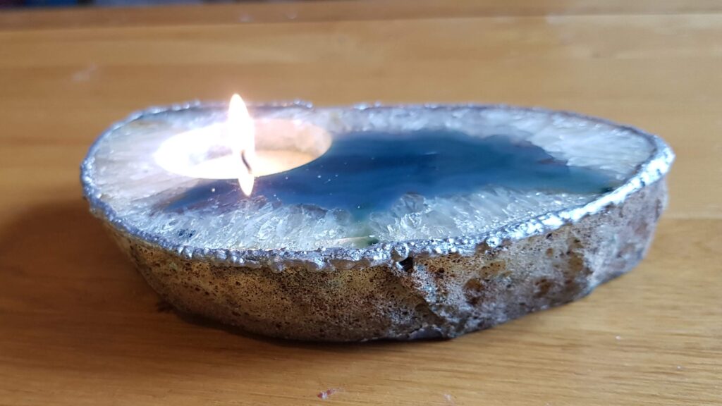 blue agate tea light candle holder