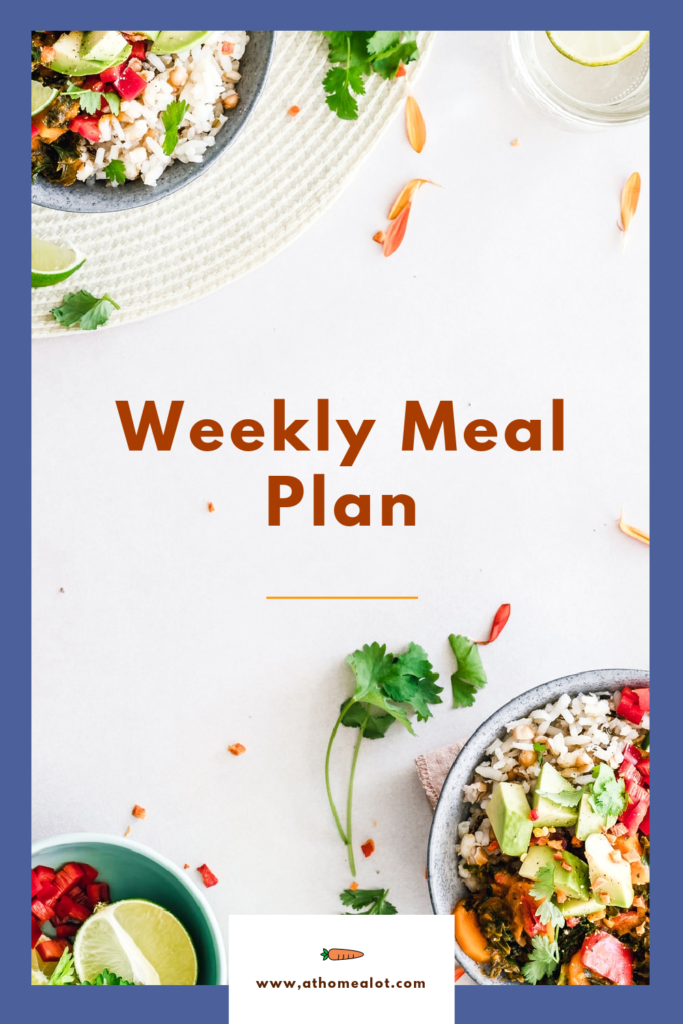 Weekly meal plan poster, with healthy food dishes