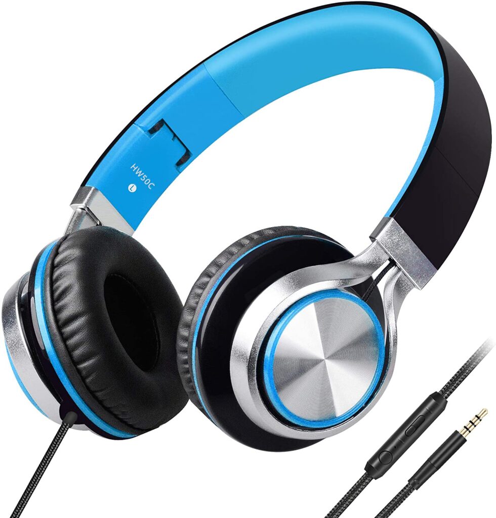 blue headphones