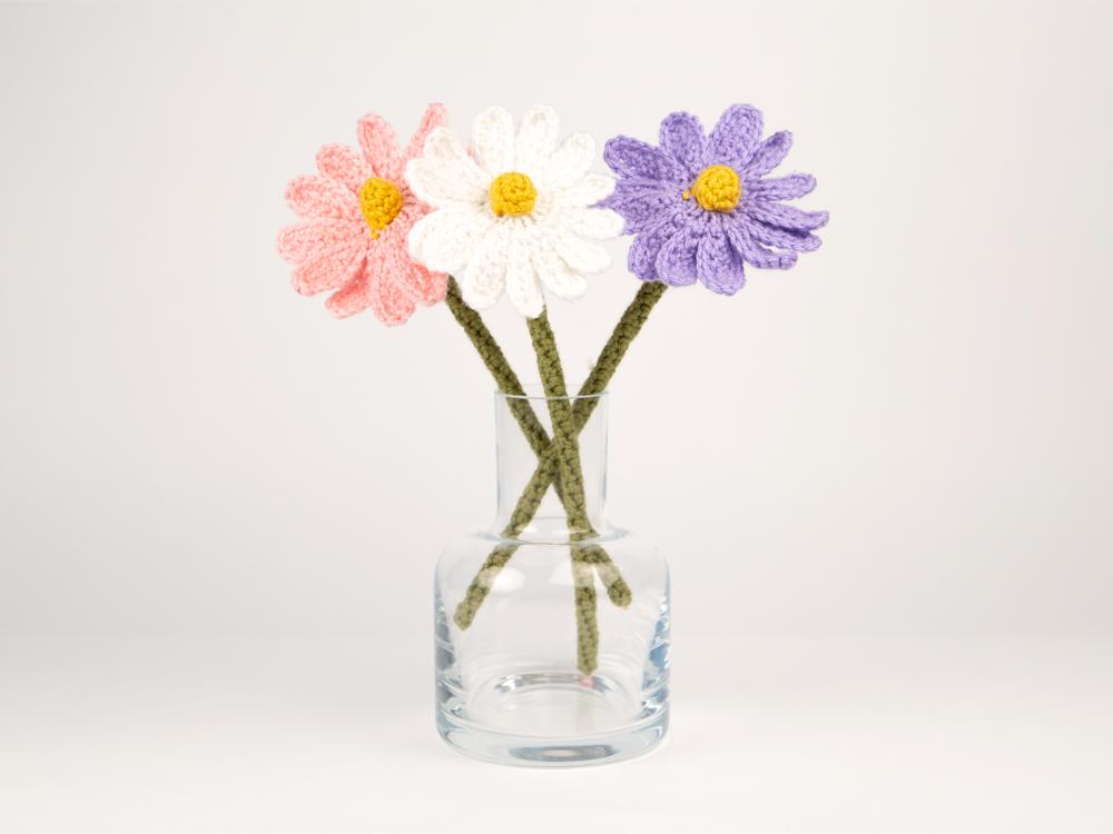 flowers in a vase, crochet