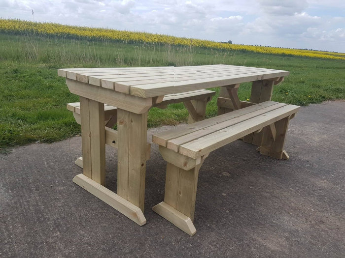 wooden picnic bench for the garden.