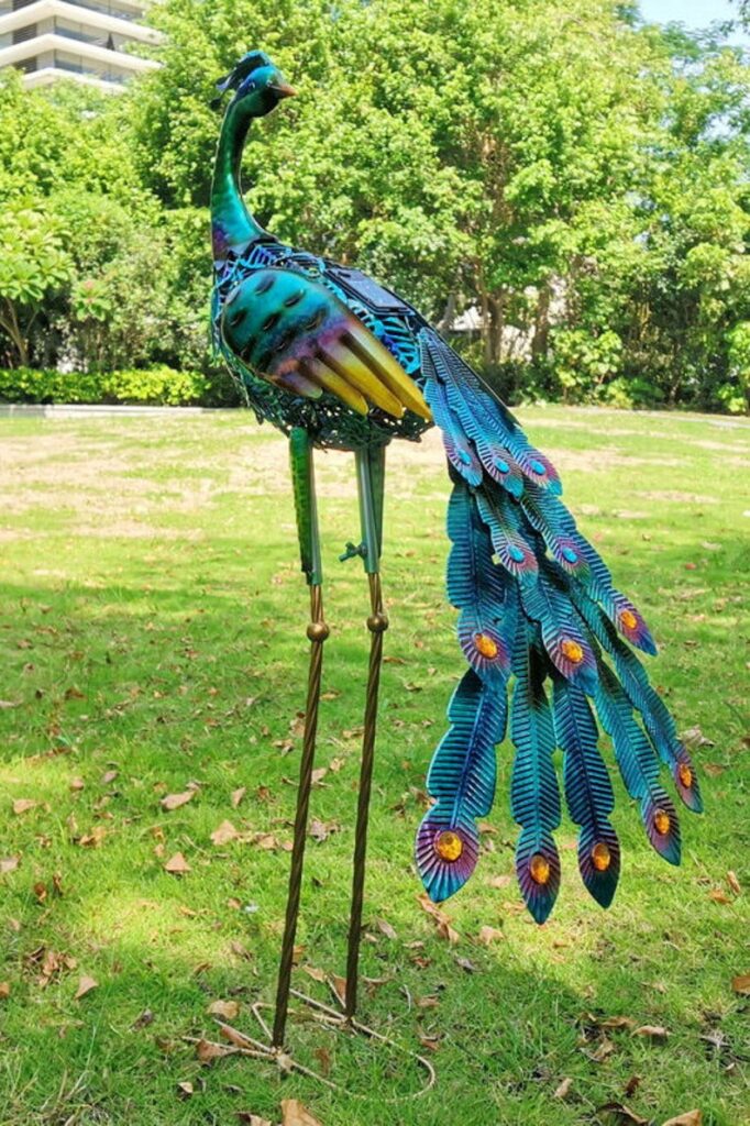 metal peacock garden ornament.