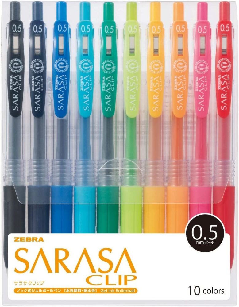 Sarasa pens in 10 colours perfect for journal prompts