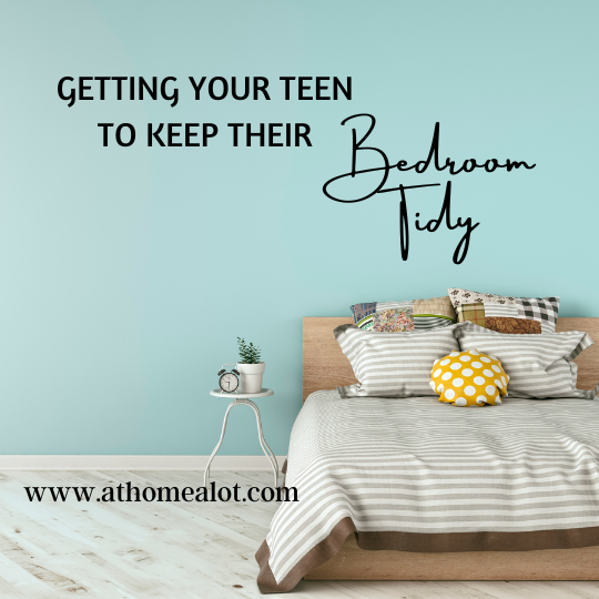 getting your teen to keep their bedroom tidy. Image shows a bed in a tidy room.