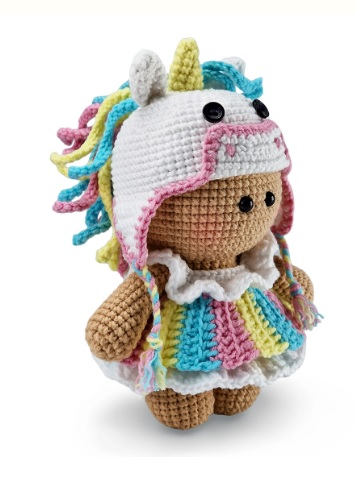 amigurumi doll in unicorn dress